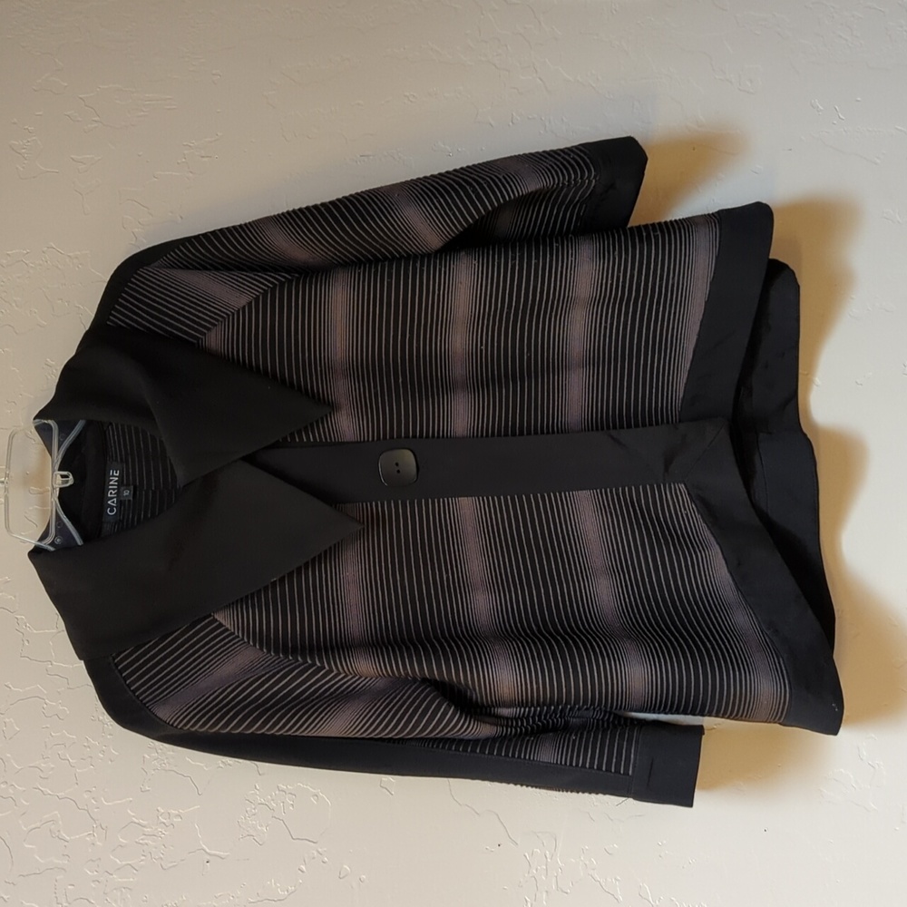 Carine black boxy asymmetric collar jacket blazer